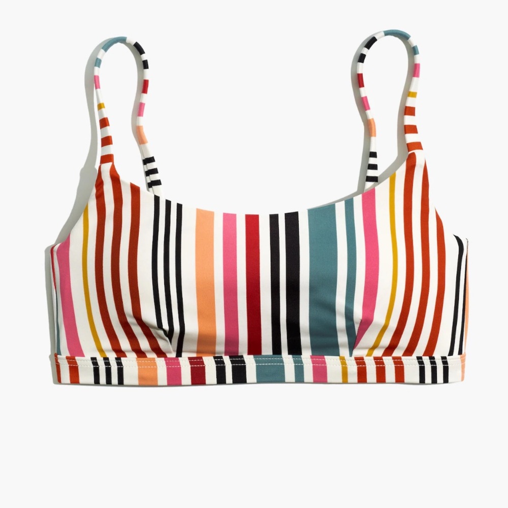 Madewell Second Wave Sport Bikini Top in Rainbow Stripe Women’s Size Small - Picture 3 of 4